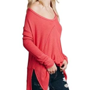 Free people drippy thermal poppy pink top